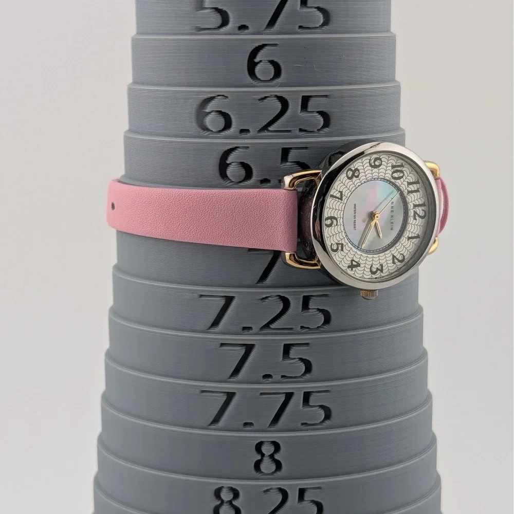 Anne‎ Klein Womens Watch MOP Spider Web Dial Pink Strap Two Tone 100FT WR